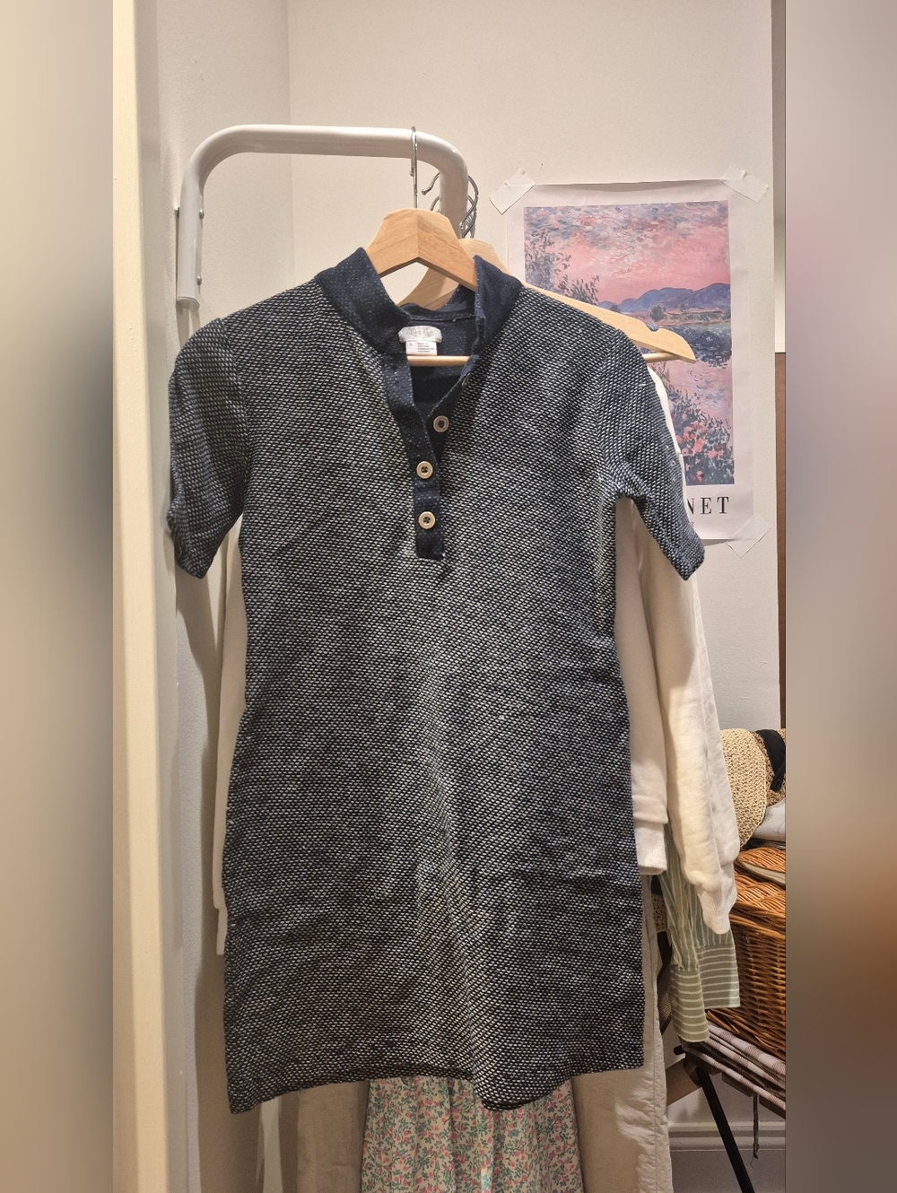 Urban Outfitters Navy & White Knit Henley Shift Dress
